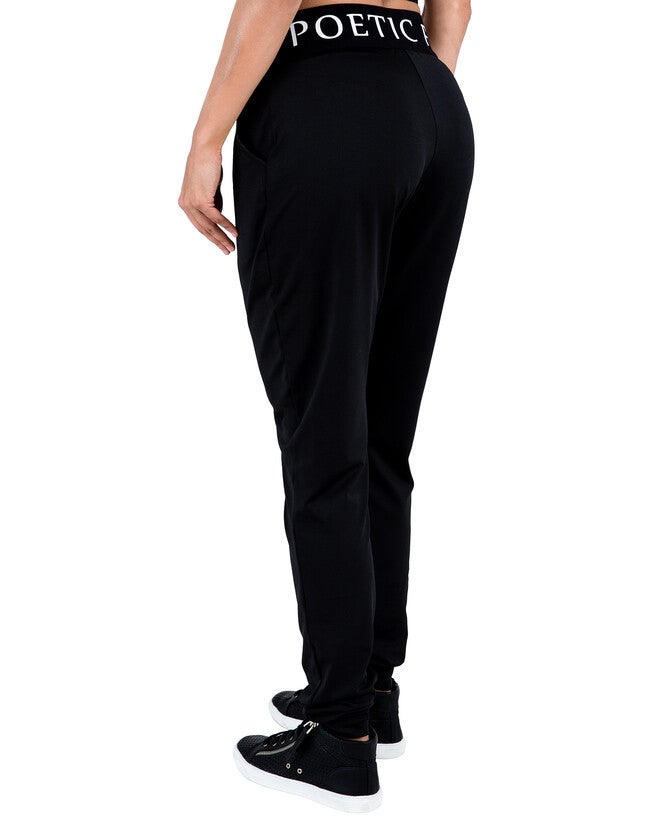 Plus Size Lex Black Jogger Pants w Pockets, Black / Black, alternate image number 1