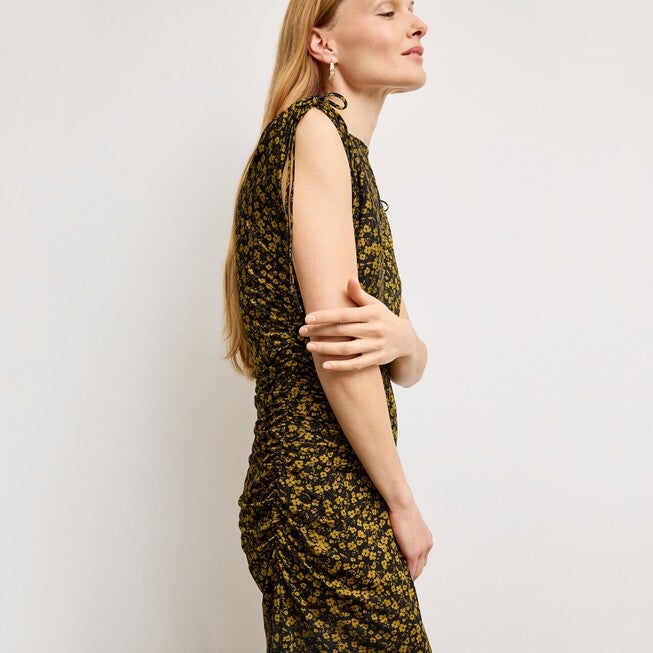 Aisling Slinky Dress - Printed Jersey, Bloom Print / Yellow, alternate image number 2