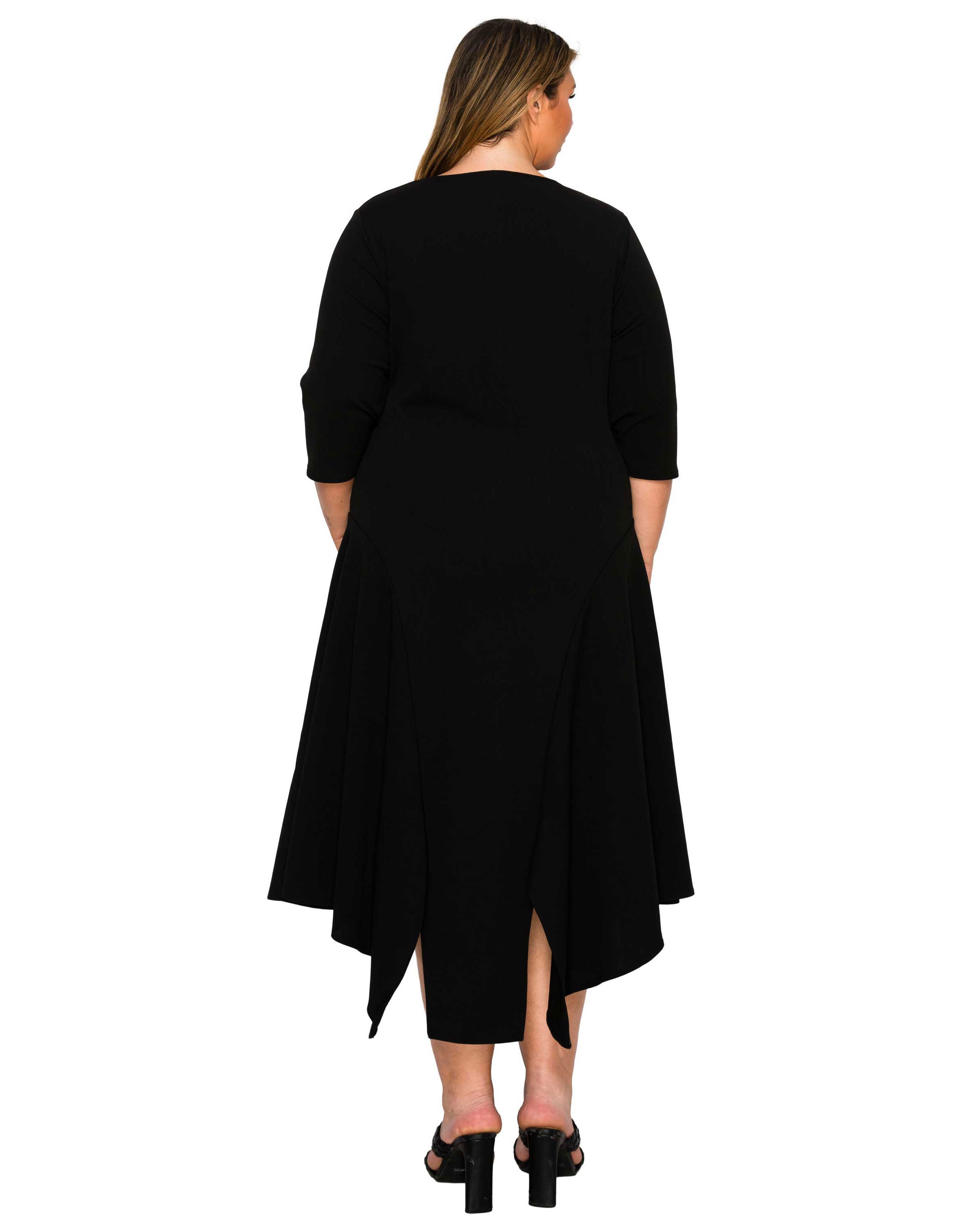 Vida Split Hem Dress, Black / Black, alternate image number 2