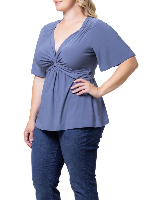 Abby Twist Front Top, SLATE BLUE / Dusty Blue, alternate image number 3