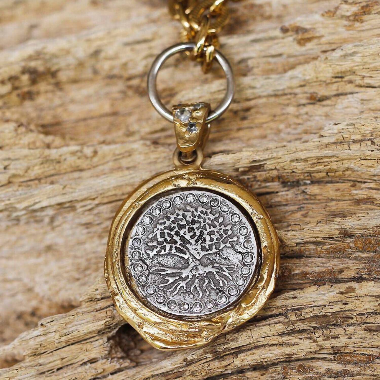 GOLD GUNA WAX SEAL NECKLACE IN GOLD/STERLING SILVER, , alternate image number 2