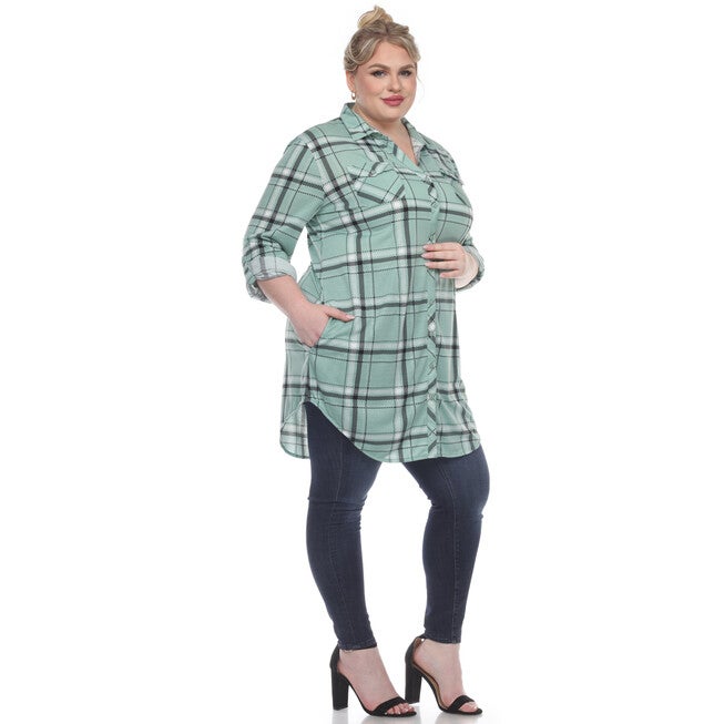 Plaid Tunic Top, , alternate image number null