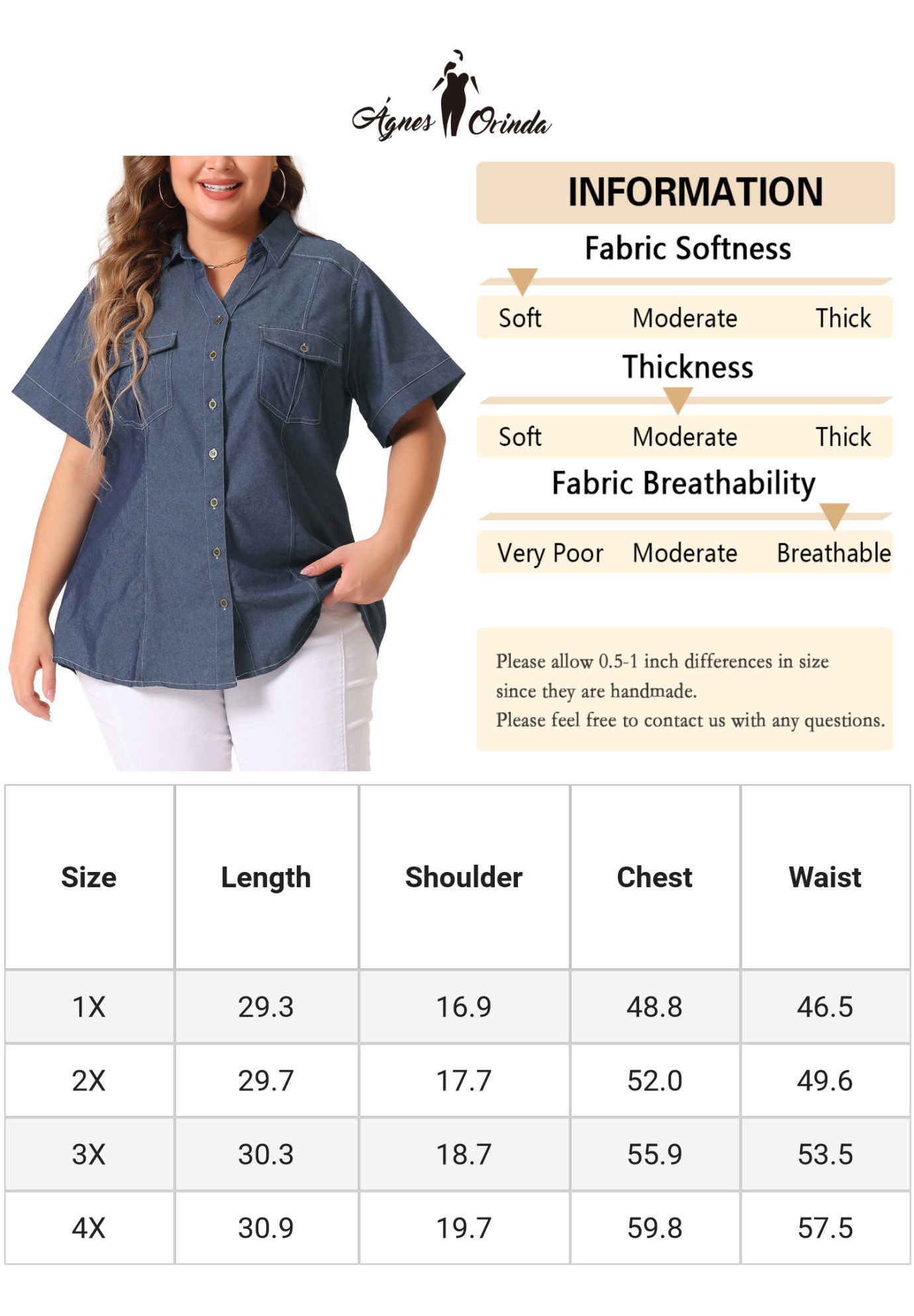 Workwear Short Sleeve Button Down Chambray Shirt, Black Blue / Chambray Denim Medium, alternate image number 4