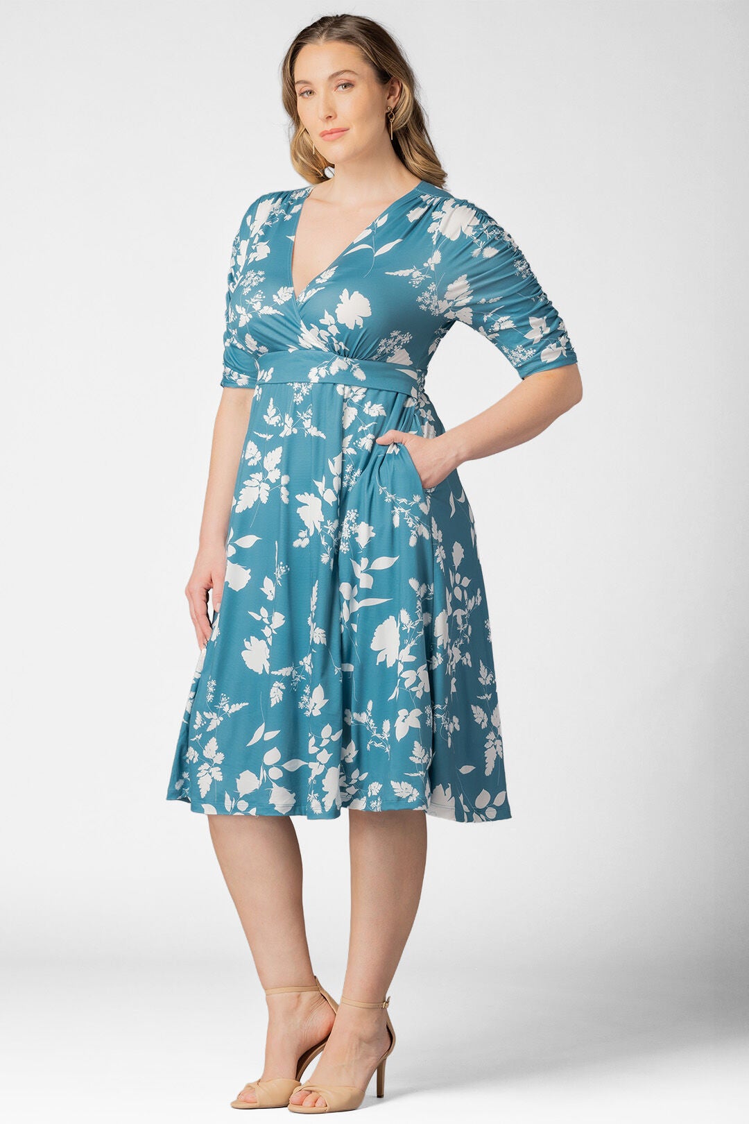 Gabriella Dress, Aqua Blooms / Light Blue, alternate image number 3