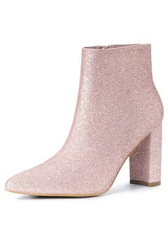 GLITTER POINTED TOE ANKLE BOOTS