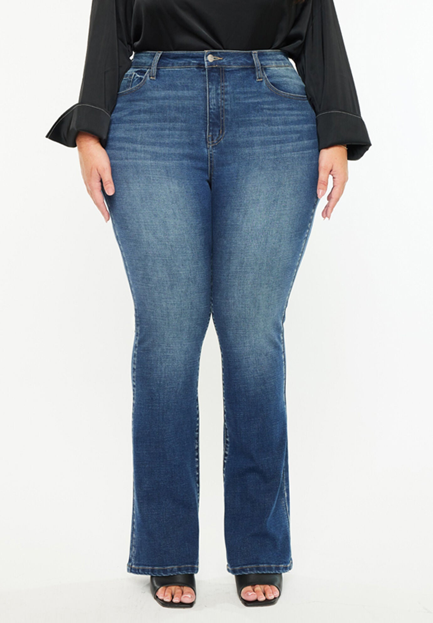 Hope Essentials High Rise Skinny Bootcut Jeans (Plus Size), Medium Wash / Medium Wash, hi-res image number 0