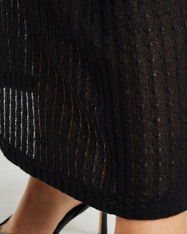 Oxford Black Metallic Knit Skirt, , alternate image number null