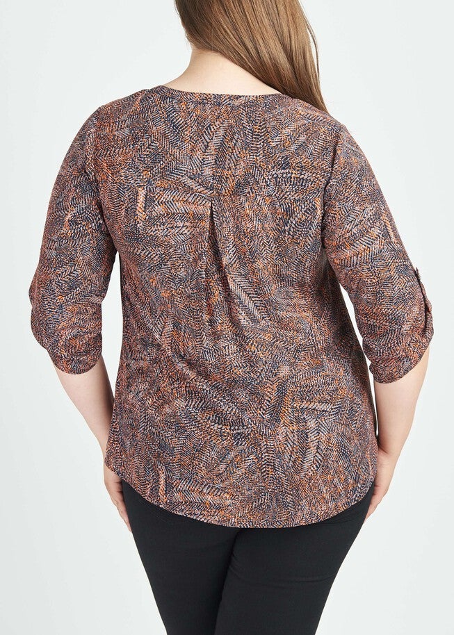 Gabriella 3/4 Roll-Tab Sleeve Blouse, , alternate image number null