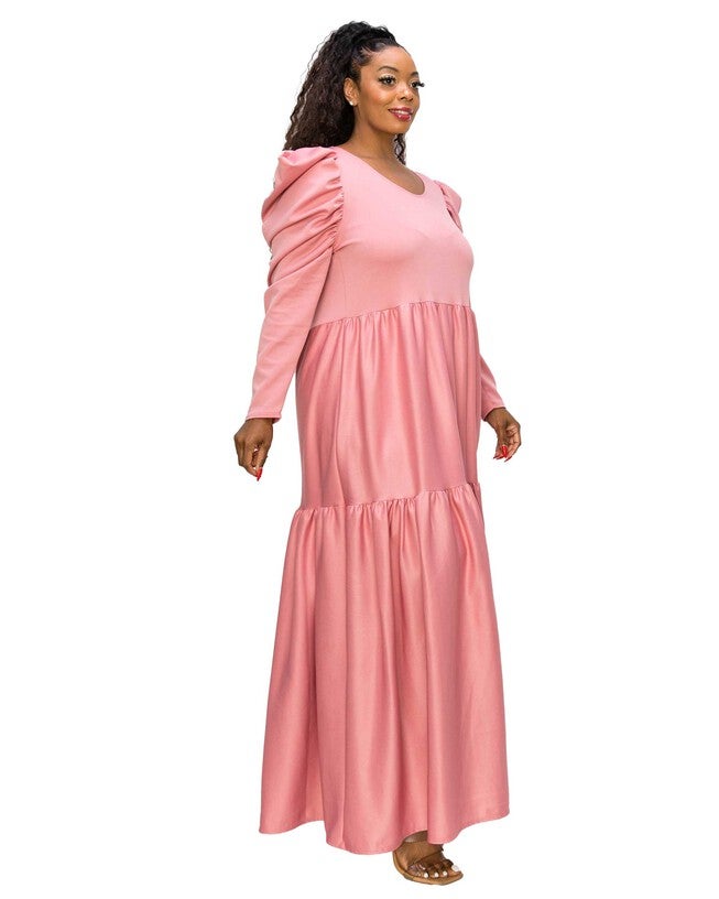 ISABEL TIERED MAXI DRESS, Lt Mauve / Pink, alternate image number 2