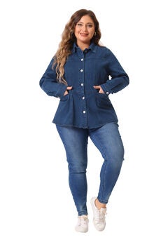 FRONT WASHED BUTTON DENIM JEAN JACKET