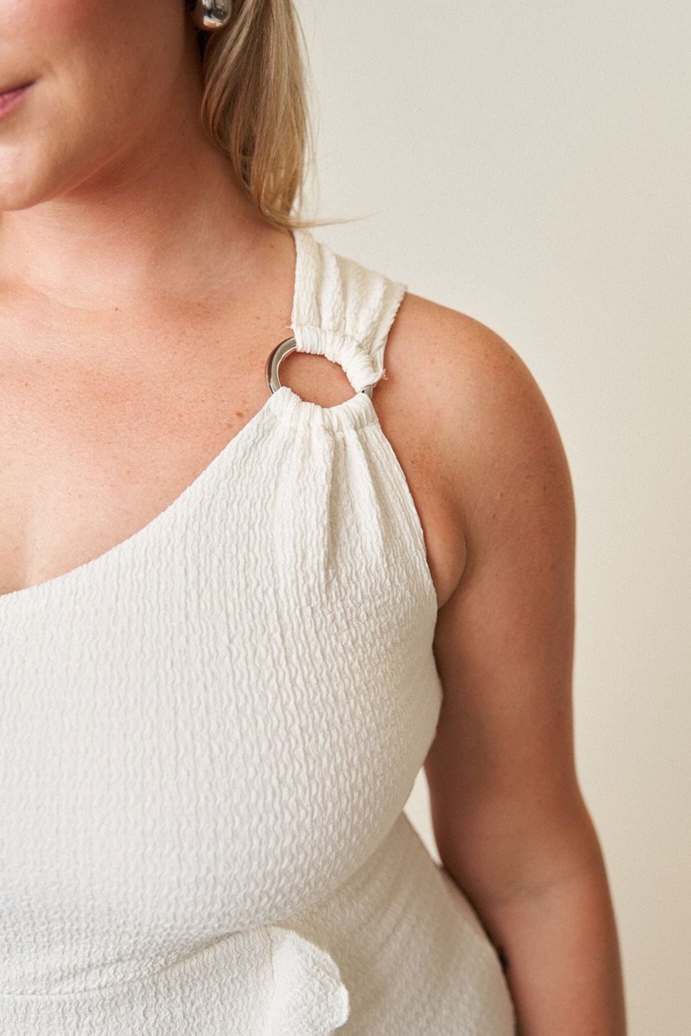 Emily O-Ring Dress, White / White, alternate image number 2