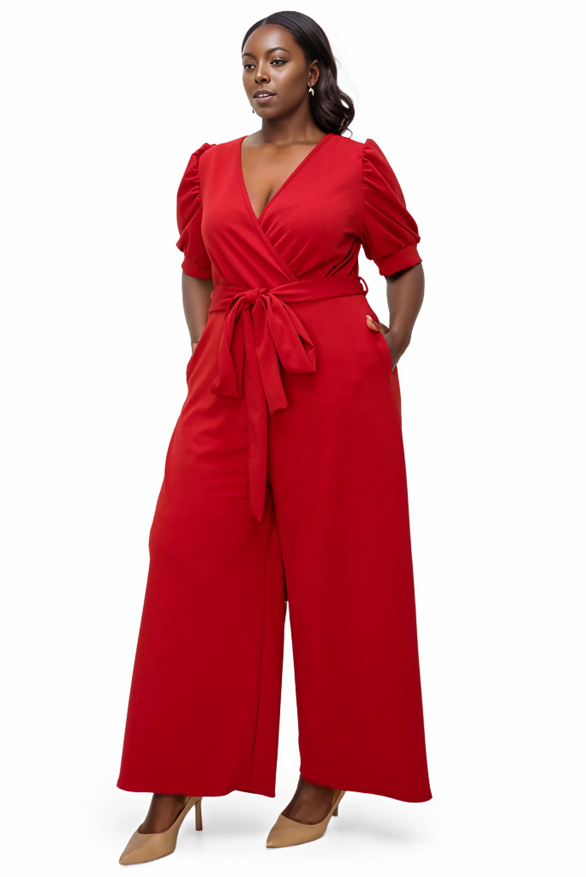 IRIS SURPLICE BELTED POCKET JUMPSUIT, , alternate image number 3