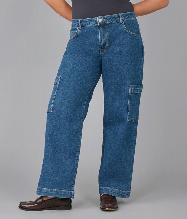 Women's PHEONIX-SPH Mid Rise Cargo Jeans, Sapphire / Royal Blue, alternate image number 1