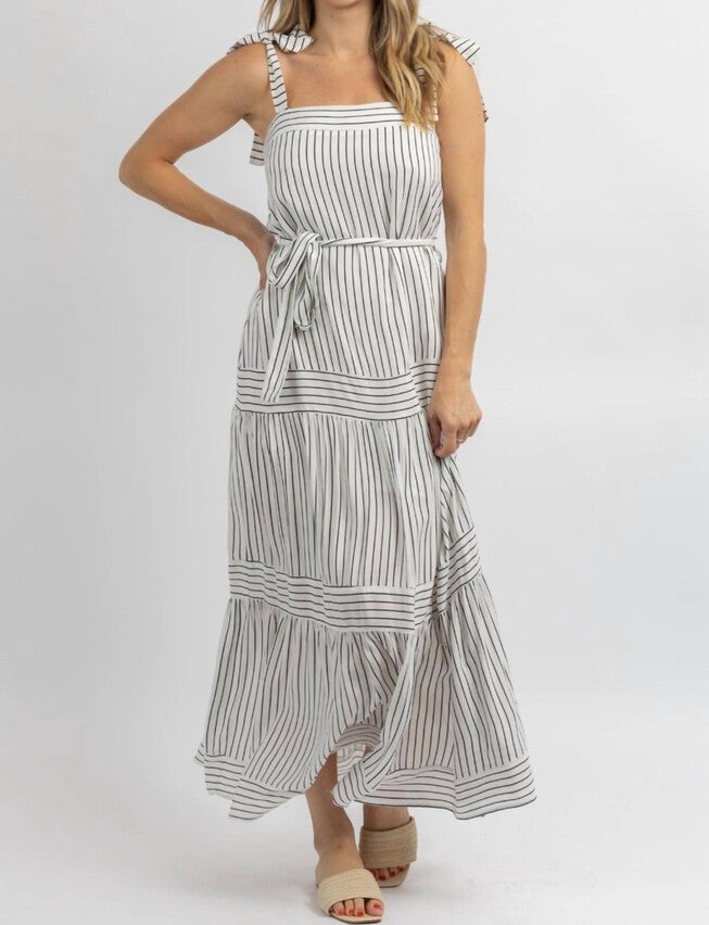 COASTLINE TIE BELT MAXI DRESS IN WHITE, White / White, hi-res image number null
