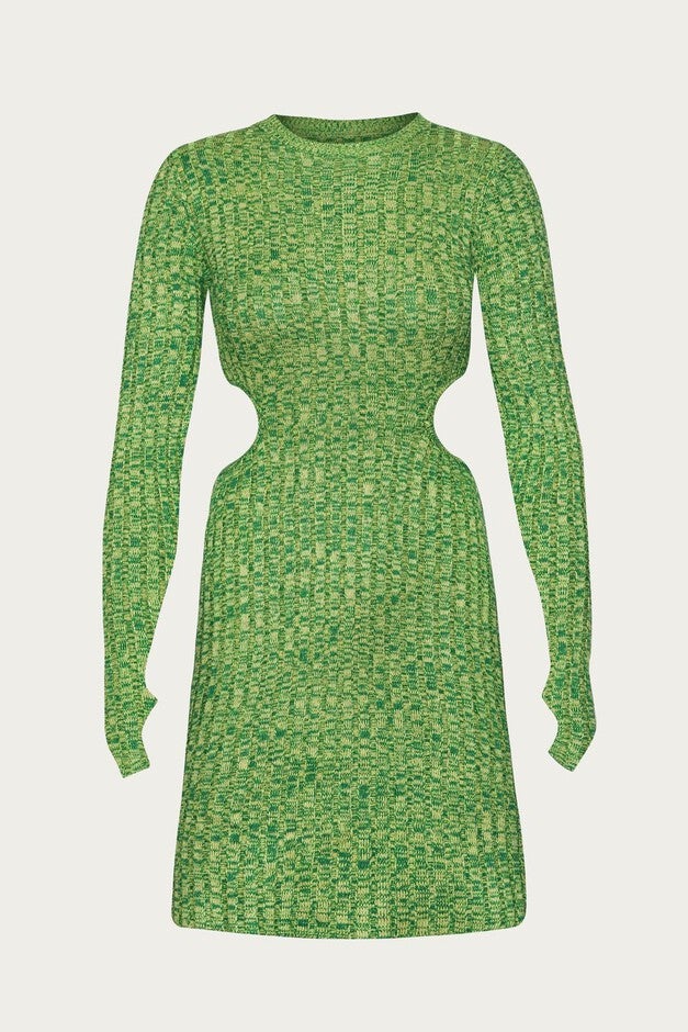 DOVE MINI DRESS IN MARLED GREEN, Marled Green / Forest Green, hi-res image number 0