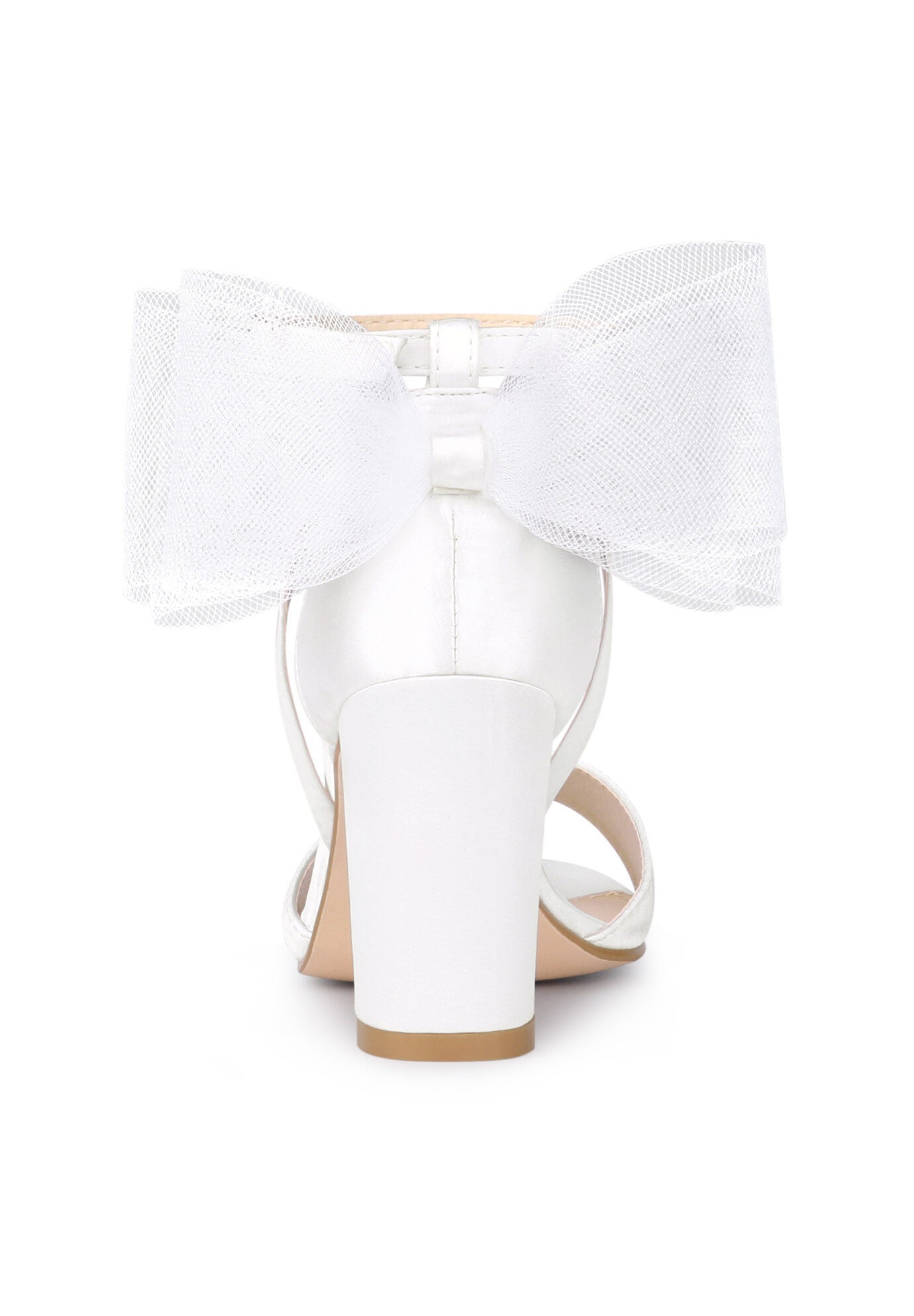 Bow Shoes Chunky Heels Sandals, White / White, alternate image number 2