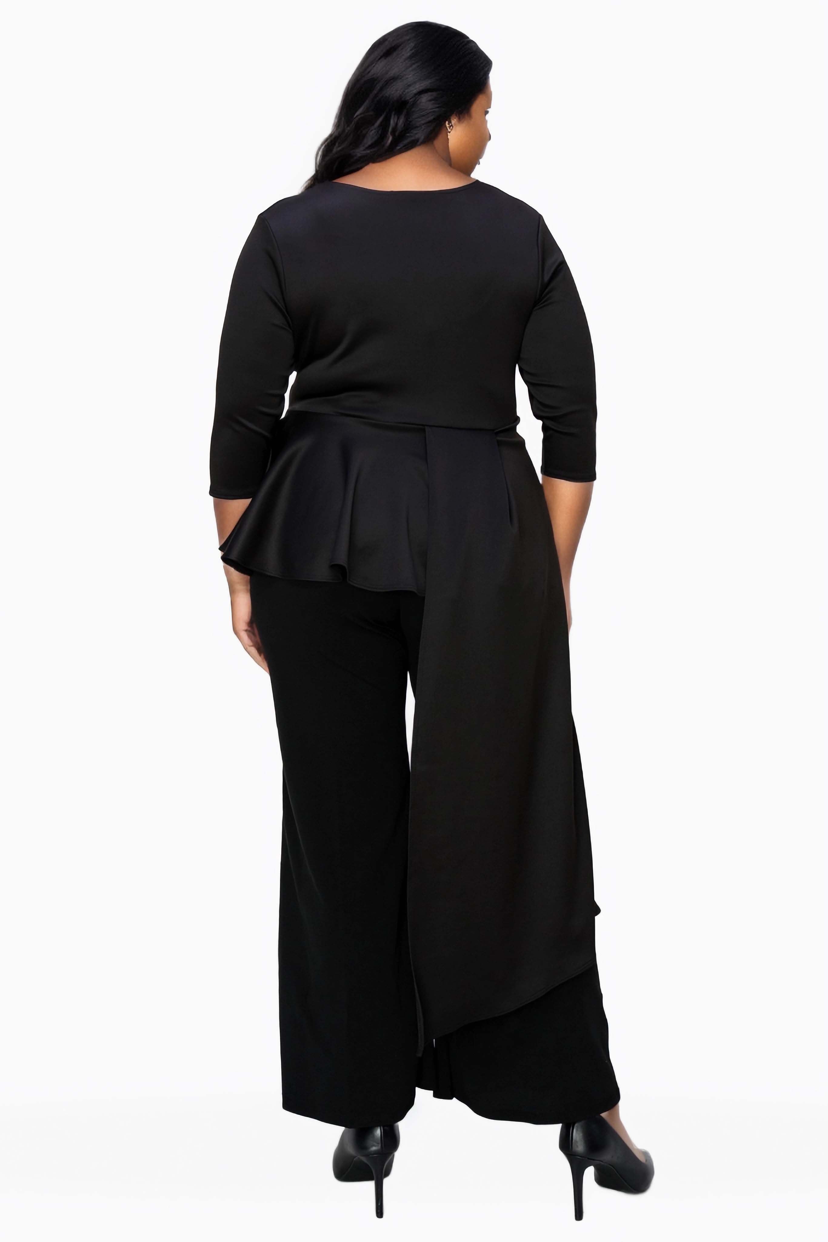 Sanctuary Asymmetrical Peplum Top, Black / Black, alternate image number 2