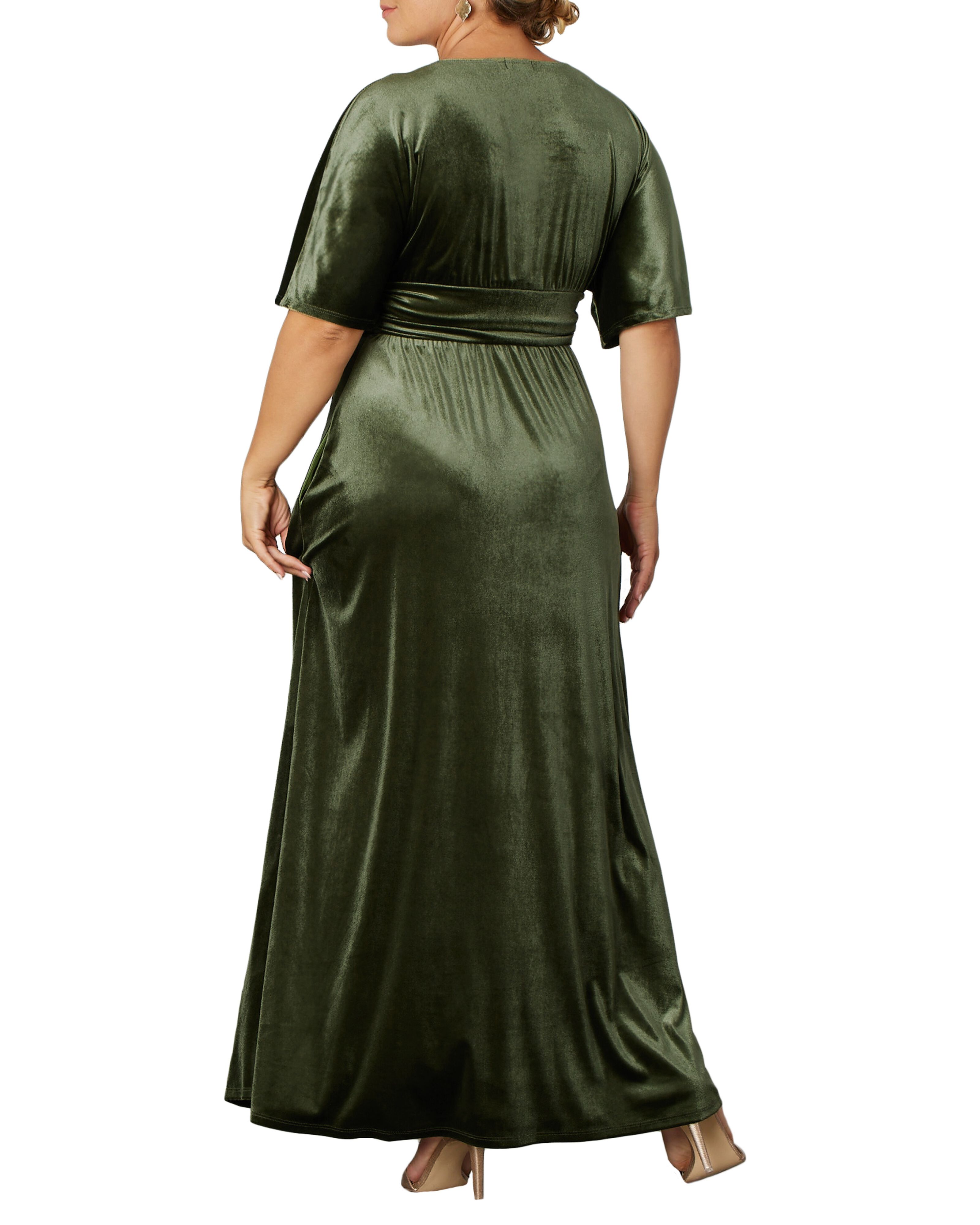 Verona Velvet Evening Gown, OLIVE / Olive Green, alternate image number 1