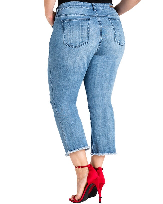Plus Size Jamie Chinese Character Distressed Cropped Flare Jeans, , alternate image number 5