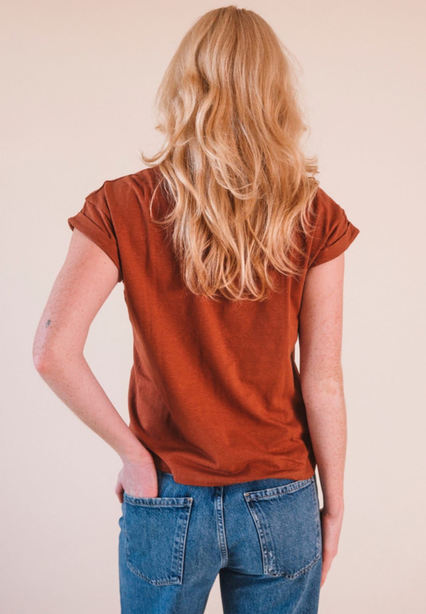 Plus Jane Cuffed Hemp Tee, Pecan / Brown, alternate image number 1