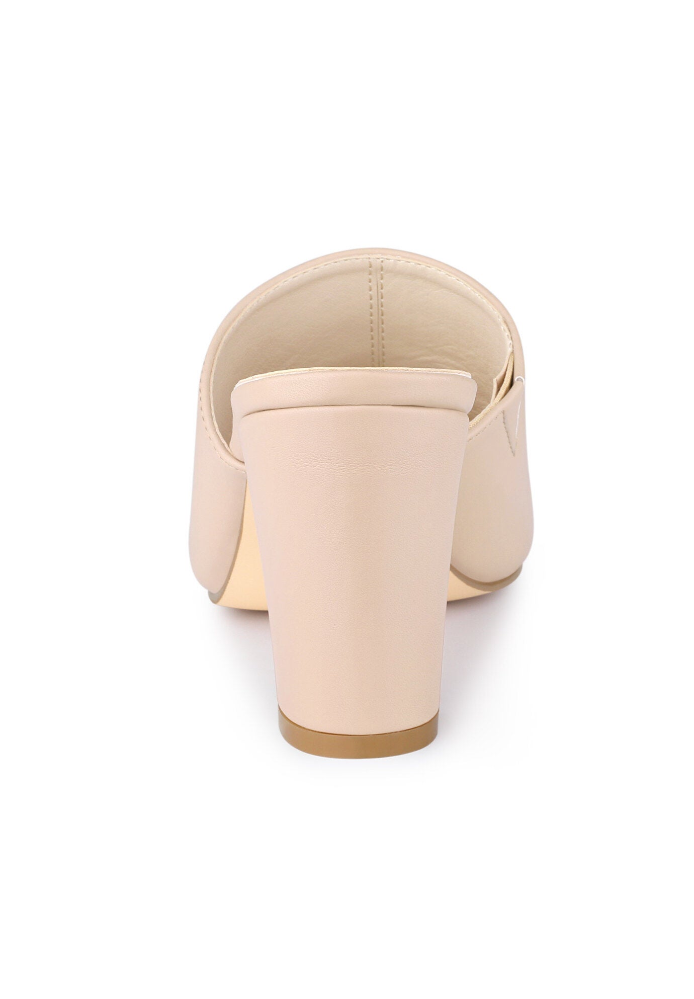 Slip On Block Heel Slide Sandals, Beige / Beige, alternate image number 2