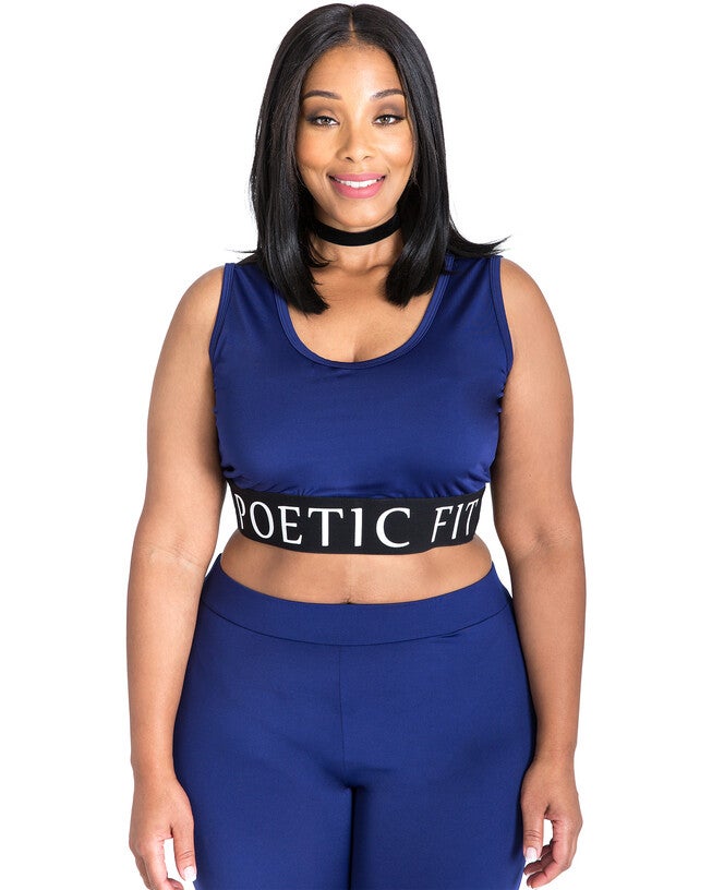 Plus Size Ryan Geometric Print Mesh V-Back Sports Bra, Navy / Navy, hi-res image number 0