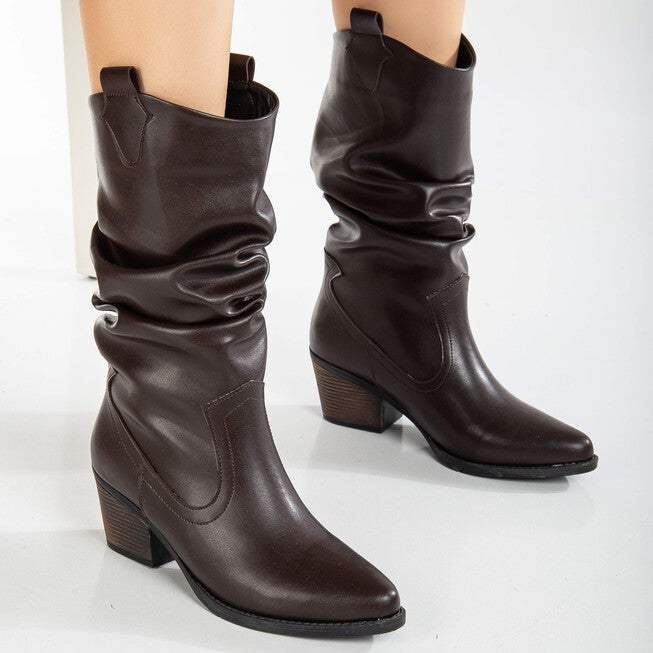 BONNIE - BROWN SLOUCH WESTERN BOOTS, BROWN / Brown, alternate image number 3