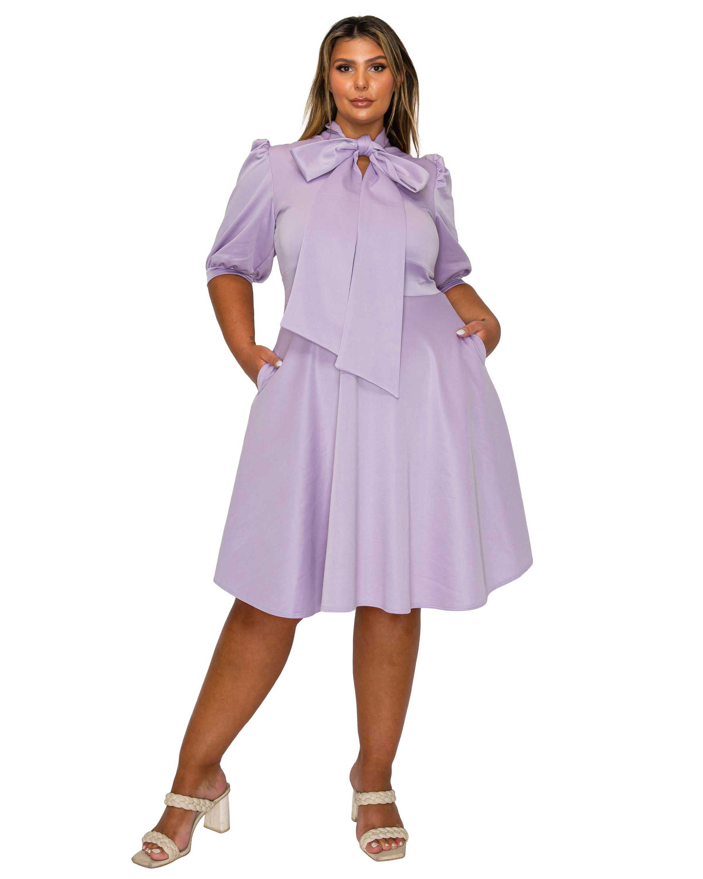 Carina Donna Flare Dress w/ Pockets, Lilac / Lilac, hi-res image number 0