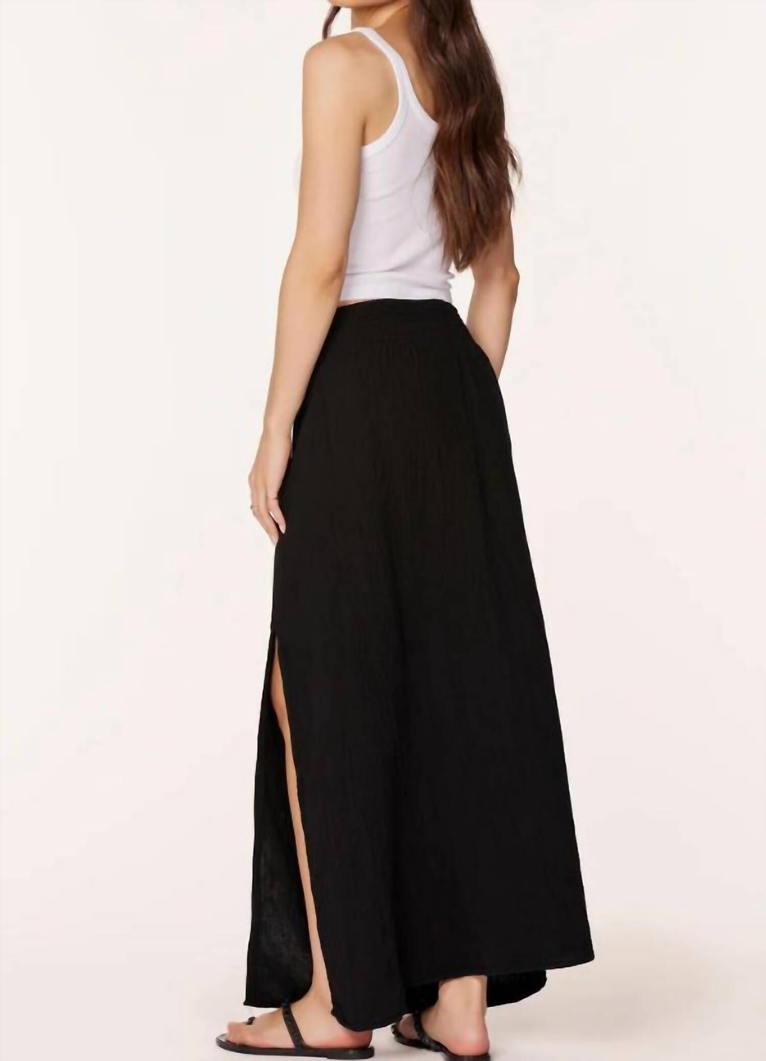FRONT SLIT MAXI SKIRT, Black / Black, alternate image number 2