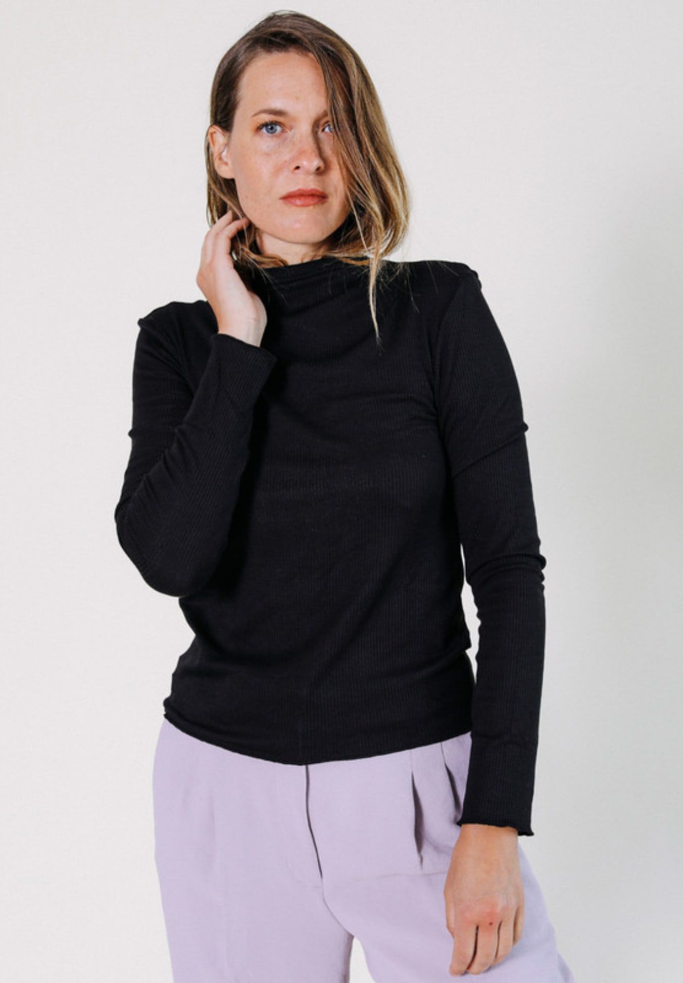 Norma Modal Ribbed Turtleneck, Black / Black, hi-res image number 0