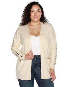 EMBELLISHED OPEN-FRONT CARDIGAN