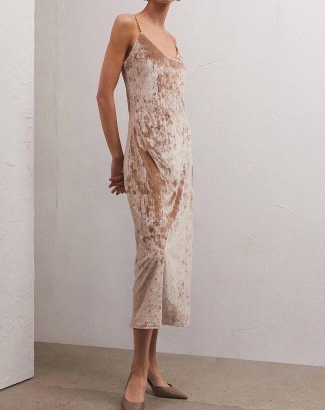 SELINA CRUSHED VELVET DRESS IN MOONLIT, , alternate image number null
