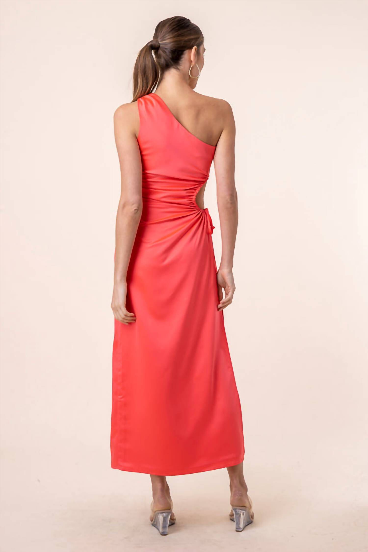 open lace back dress Girls' Bright Coral Tiered Dress main image 1
