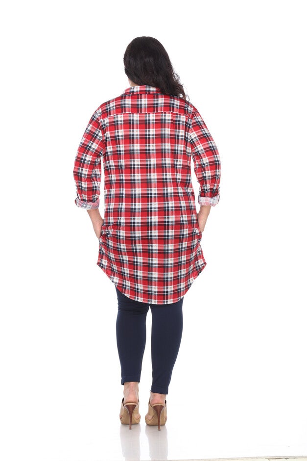 Piper Stretchy Plaid Tunic, Red Blue / Red, alternate image number 2