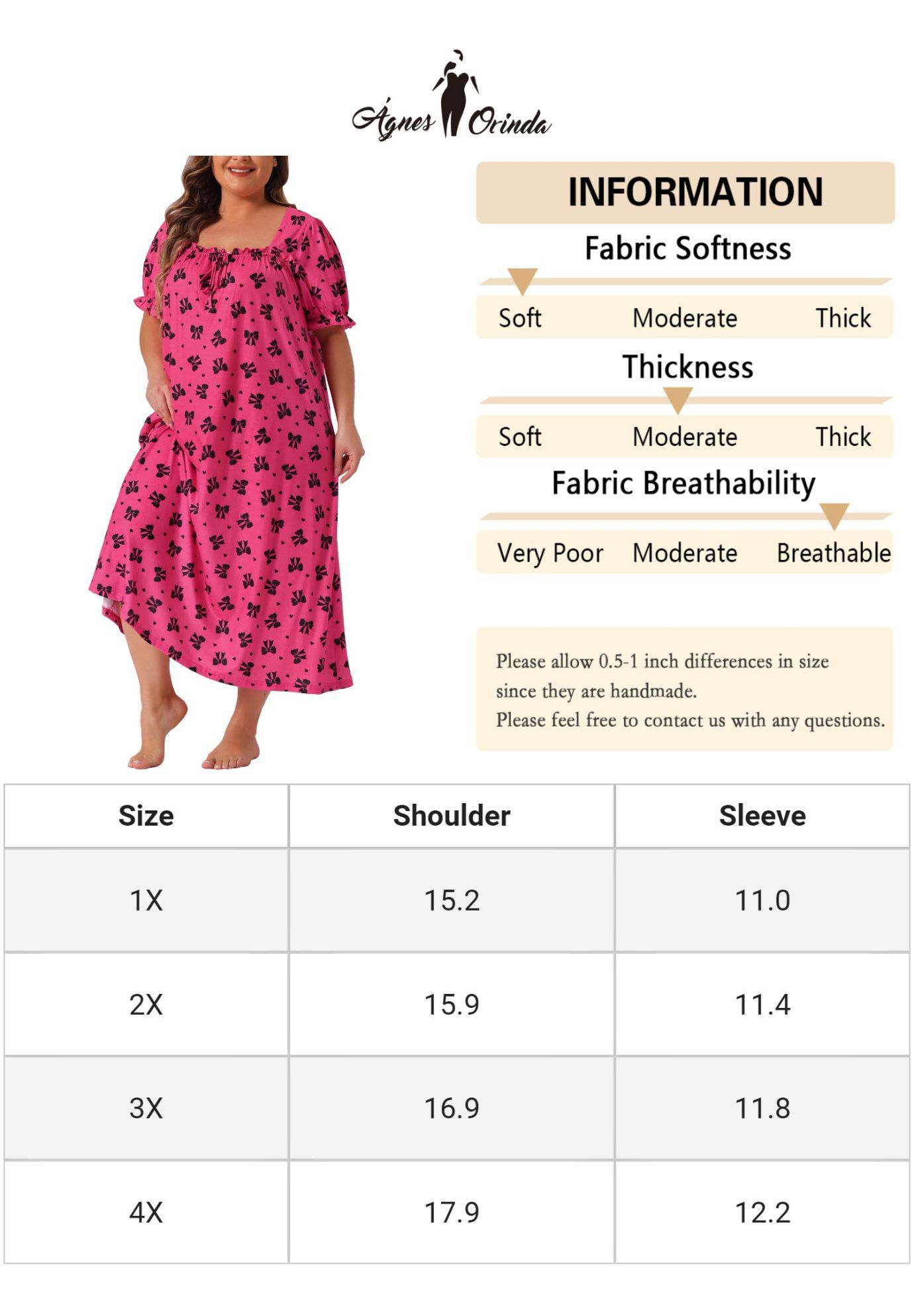 Cherry Ruffle Princess Nightdress, Hot Pink / Deep Fuchsia, alternate image number 4