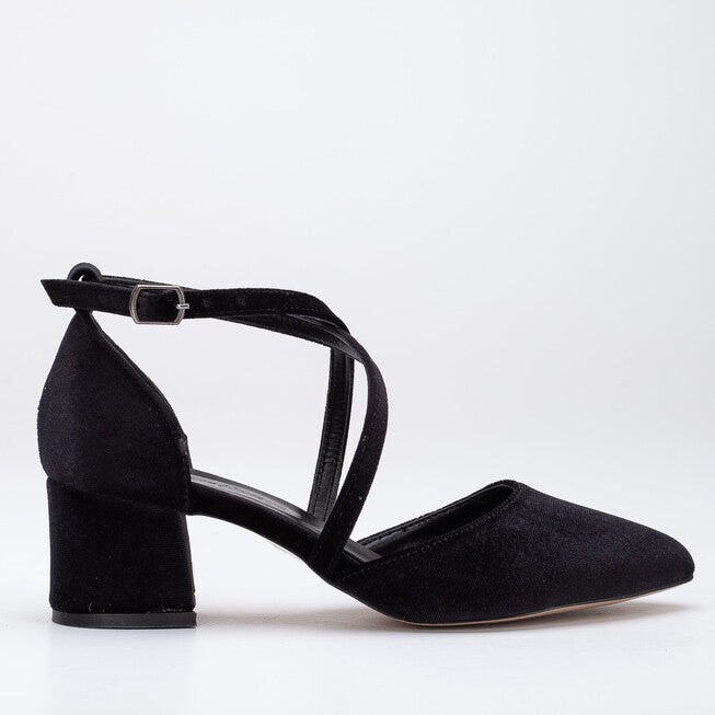 DOLLY - BLACK VELVET HEELS, BLACK / Black, hi-res image number null