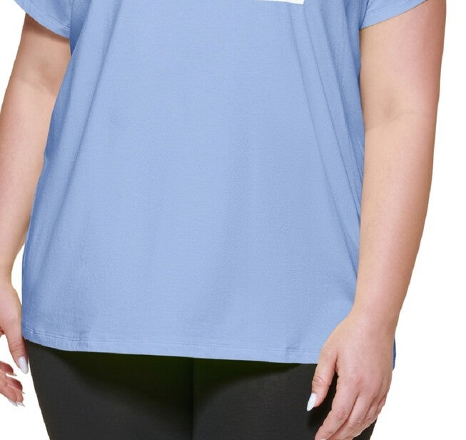 DKNY Women's Plus Two Tone Logo Graphic T-Shirt Blue Size 3X, Blue / Navy, alternate image number null