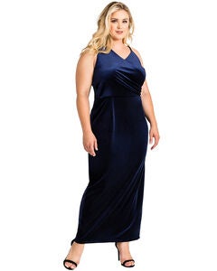 Plus Size Reagan Maxi Asymmetrical Velvet Dress