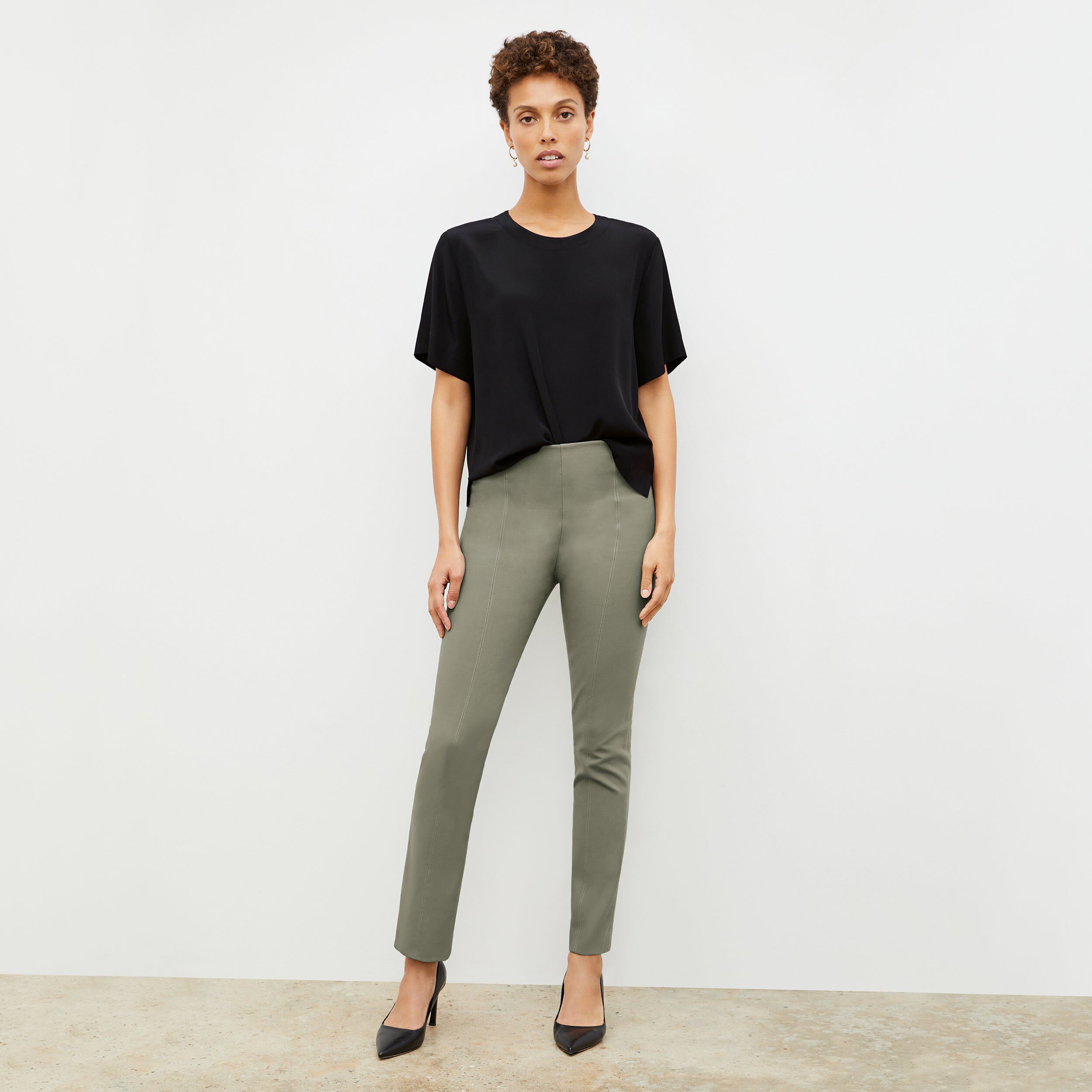 Annika Tee - Washable Silk, Black / Black, alternate image number 3