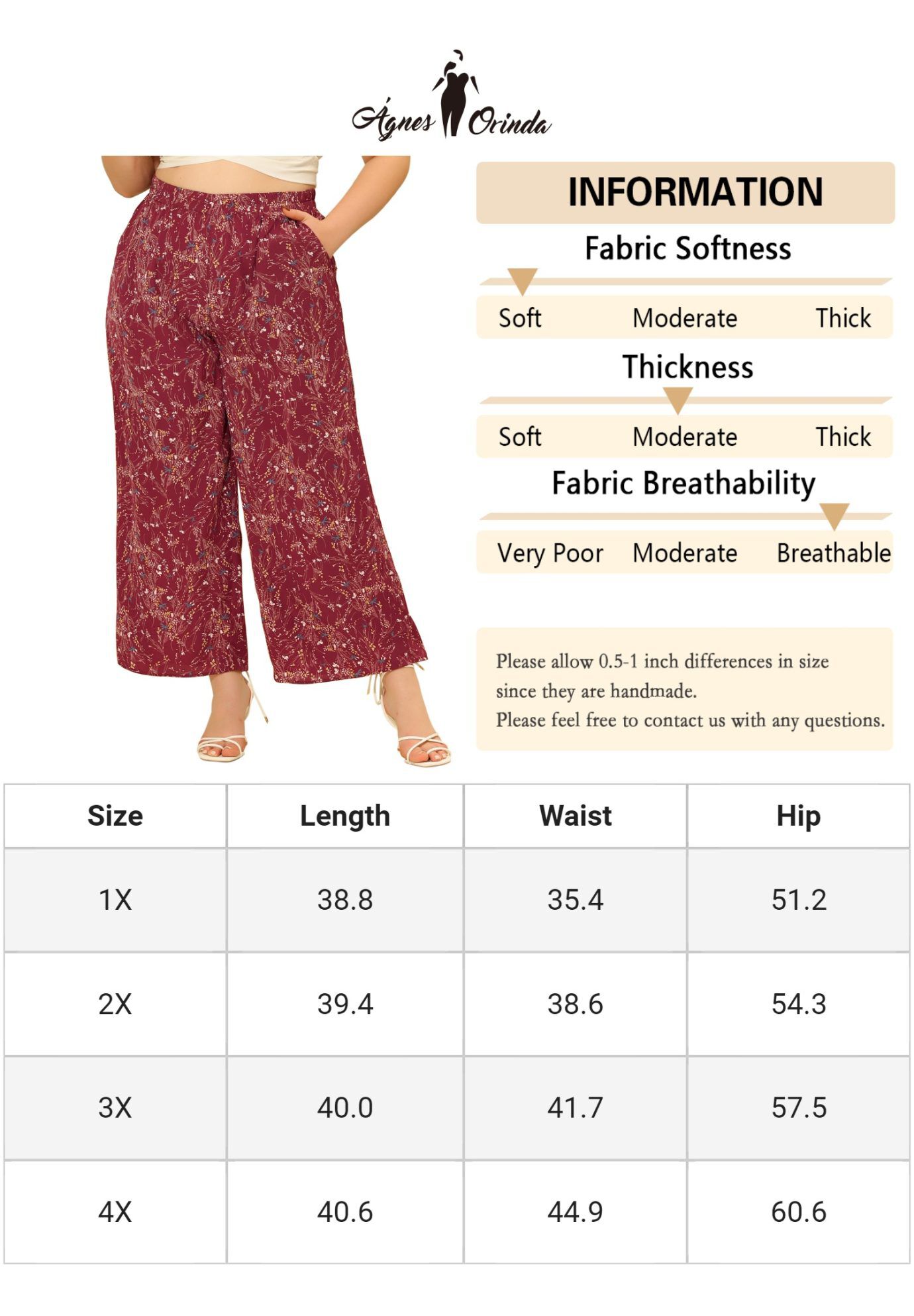 CHIFFON HIGH WAIST WIDE LEG PALAZZO PANTS, Red / Red, alternate image number 4