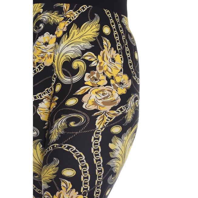Printed Black Gold Leggings, , alternate image number null