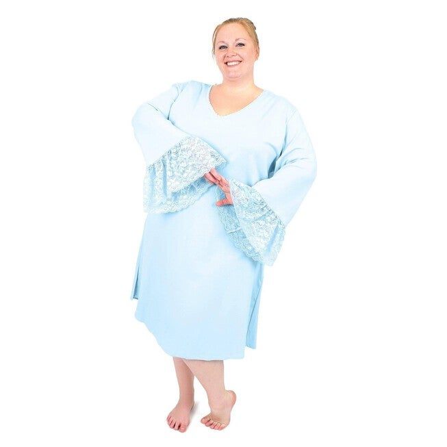 Lux Cotton Nightgown, Iced Blue / Light Blue, alternate image number 1