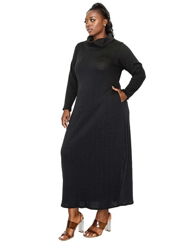 LANA COWL TURTLE NECK POCKET SWEATER DRESS, , alternate image number 3