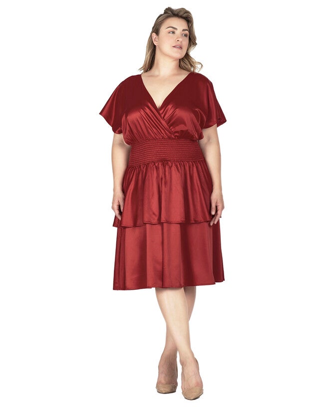 Rouge Women's Iconic Satin Midi Plus Size Dress, , alternate image number 8