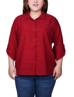 3/4 Sleeve Woven Jacquard Blouse