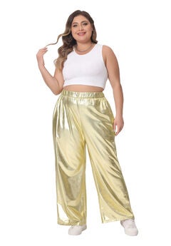 HOLOGRAPHIC METALLIC HIGH WAIST STRETCHY JOGGER PANTS