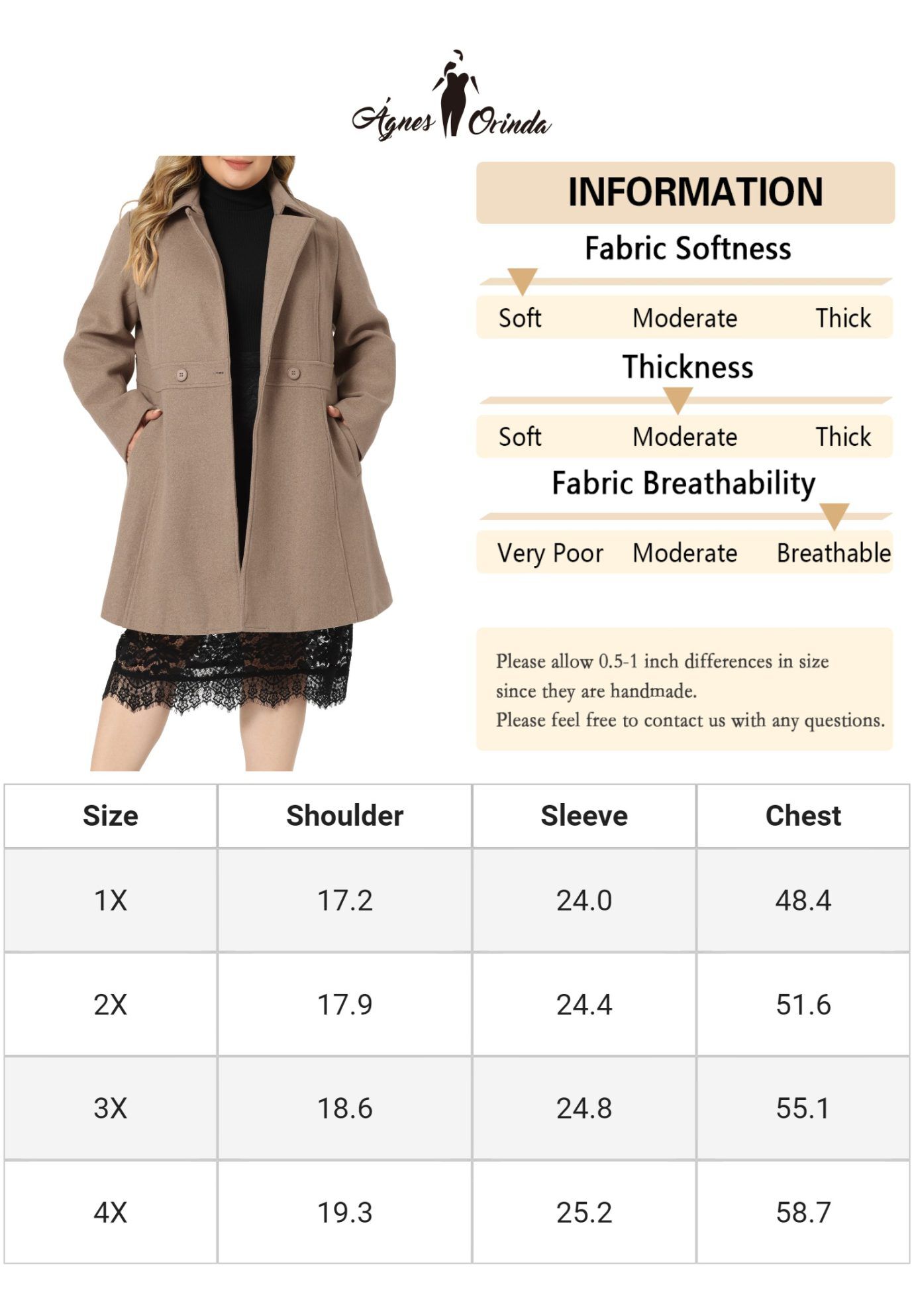 WINTER NOTCHED LAPEL SINGLE BREASTED LONG COAT, Brown / Brown, alternate image number 4
