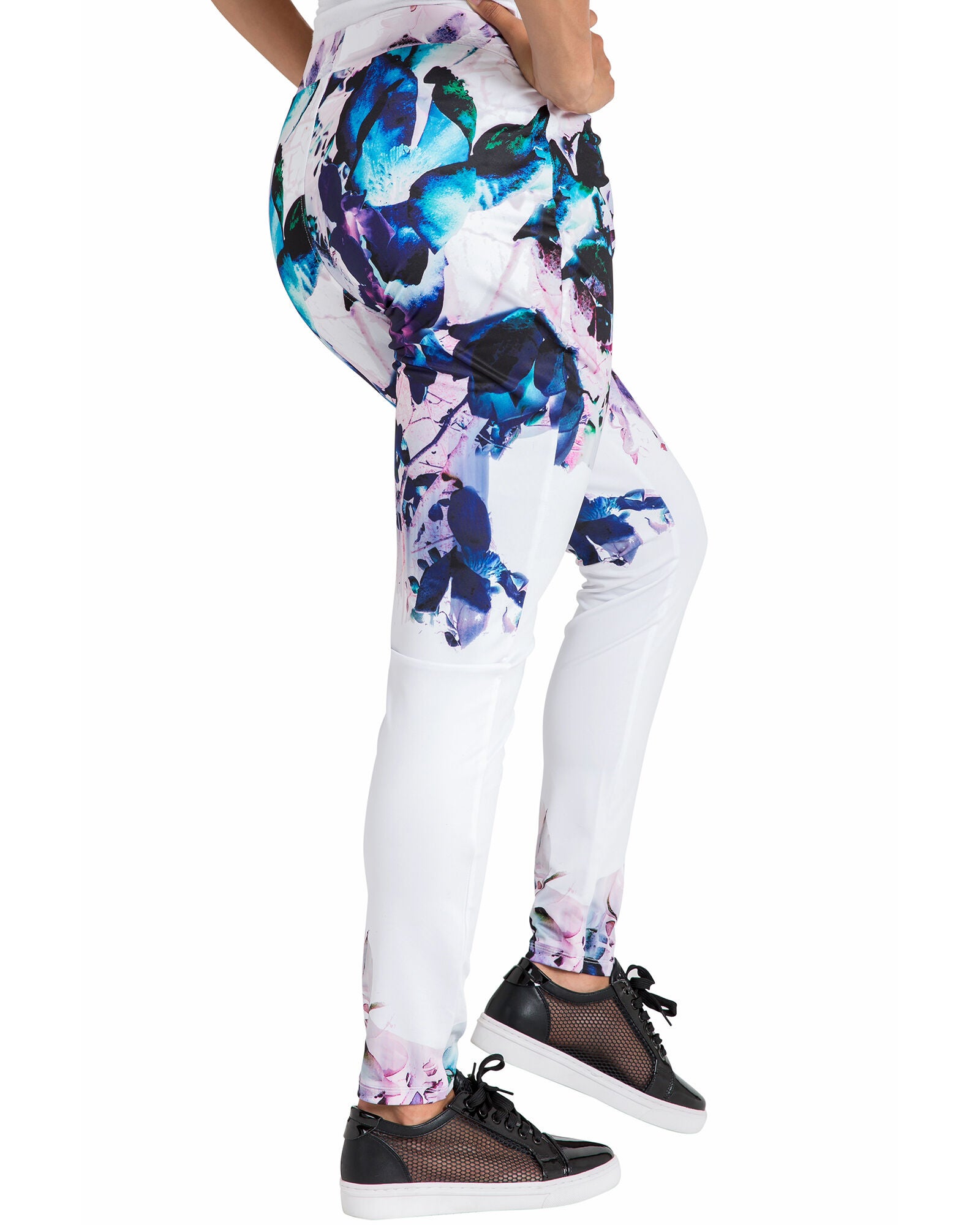 Lena Floral Print Activewear Tracksuit Leggings, Multicoloured / White, alternate image number 4