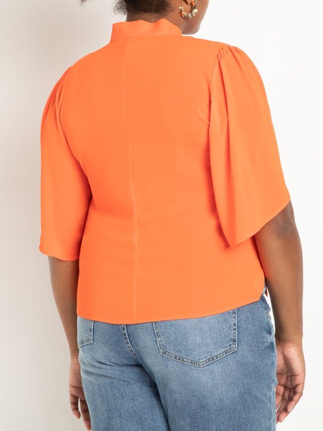 Zoey Bow Blouse With Flutter Sleeve, , alternate image number null