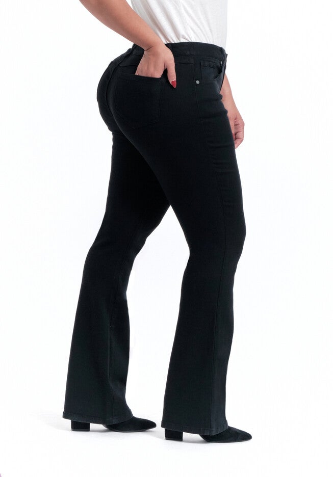 32 inches SILK SLIM BOOTCUT JEANS, BLACK / Black, alternate image number 1